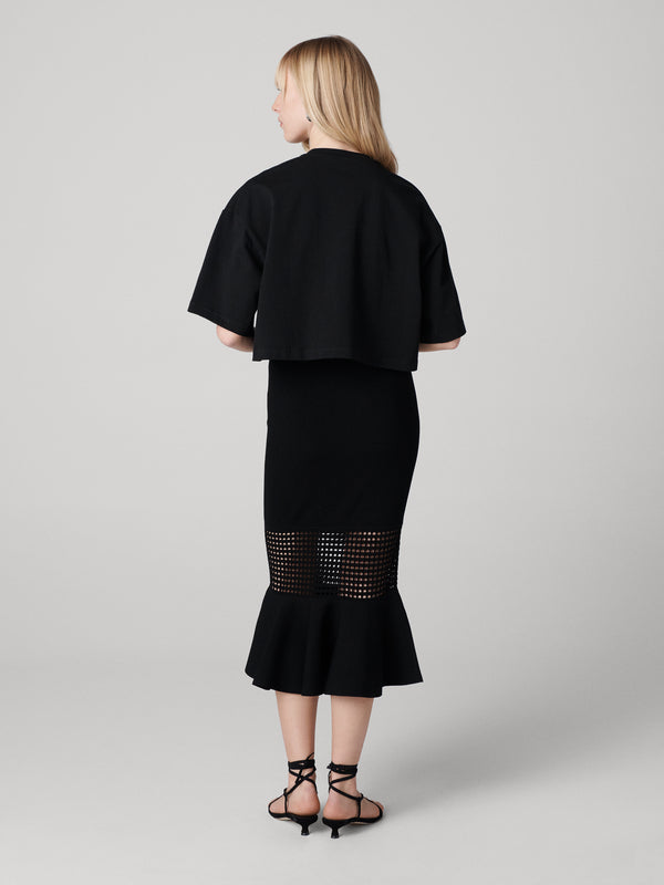 Diane Von Furstenberg Georgia Eyelet Knit Skirt S102ABLACKVIPL