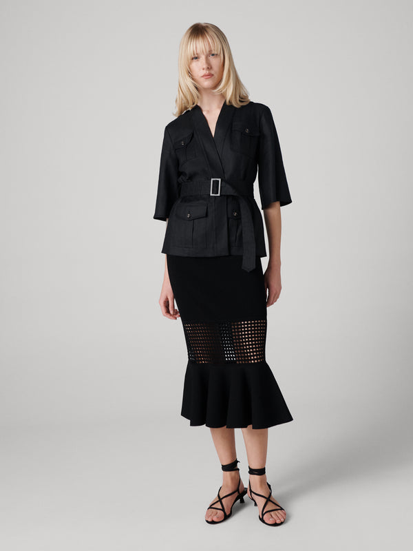 Diane Von Furstenberg Georgia Eyelet Knit Skirt S102ABLACKVIPL