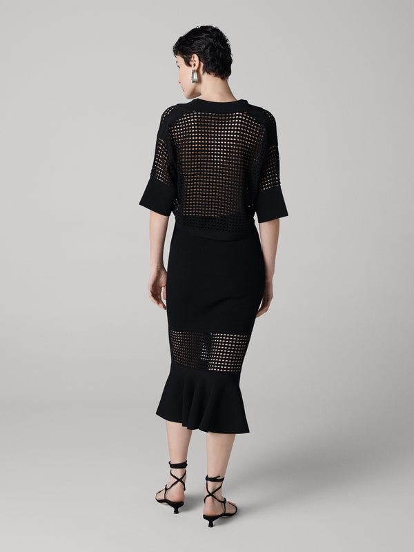 Diane Von Furstenberg Harper Polo Knit Top T012ABLACKVIPL