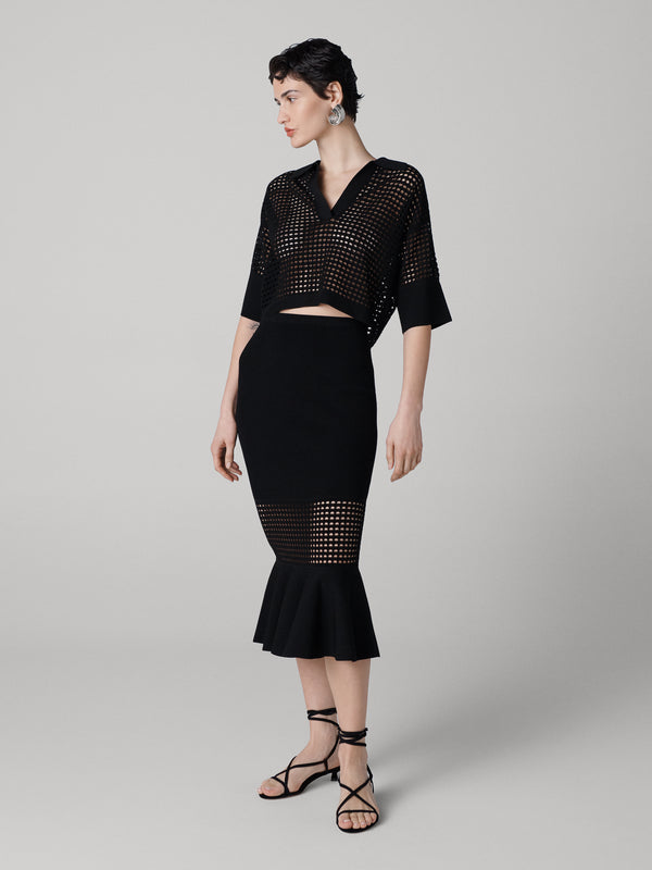 diane von furstenberg Harper Polo Knit Top T012ABLACKVIPL