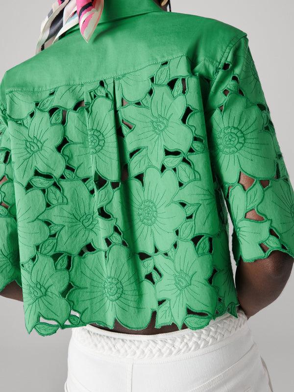 Diane Von Furstenberg Joan Cotton Poplin Top B022AINGRNSCNP