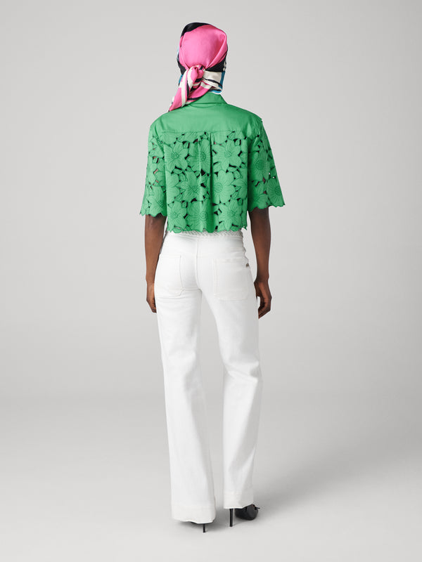 Diane Von Furstenberg Joan Cotton Poplin Top B022AINGRNSCNP