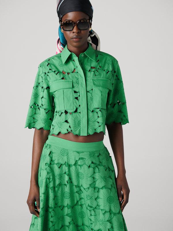 Diane Von Furstenberg Joan Cotton Poplin Top B022AINGRNSCNP