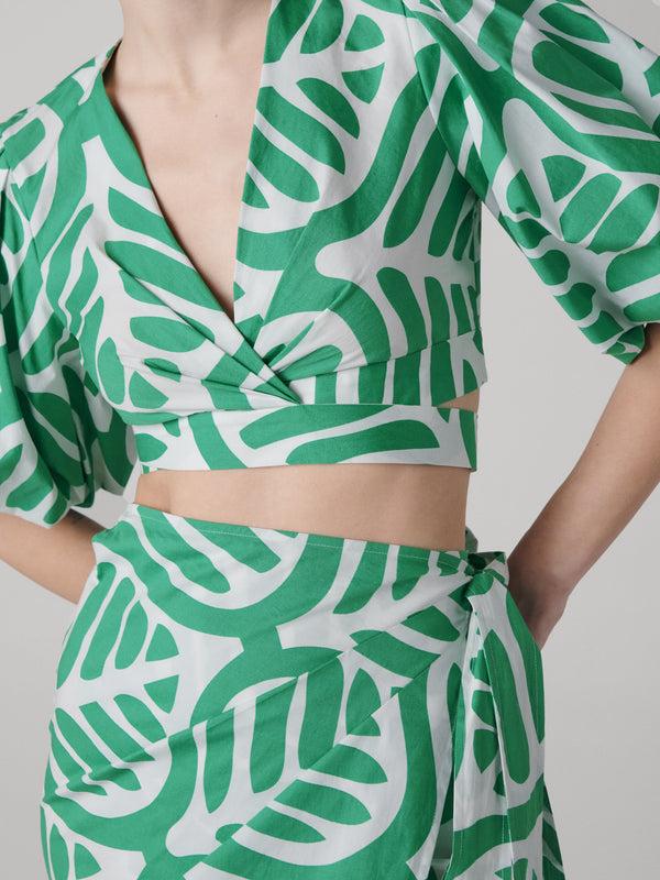 Diane Von Furstenberg Luciana Cotton Poplin Wrap Top T043ADPIGNSCNP