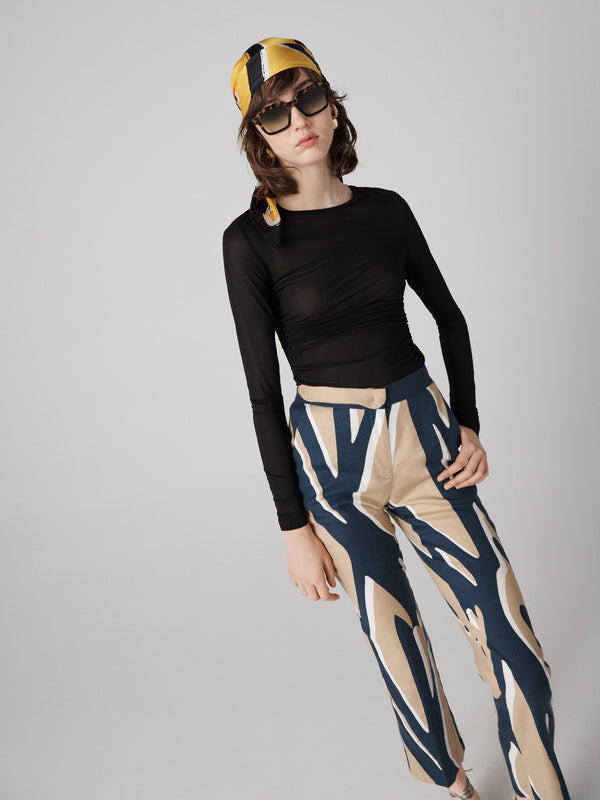 Diane Von Furstenberg Perfect Long Sleeve Top T028BBLACKMTJY