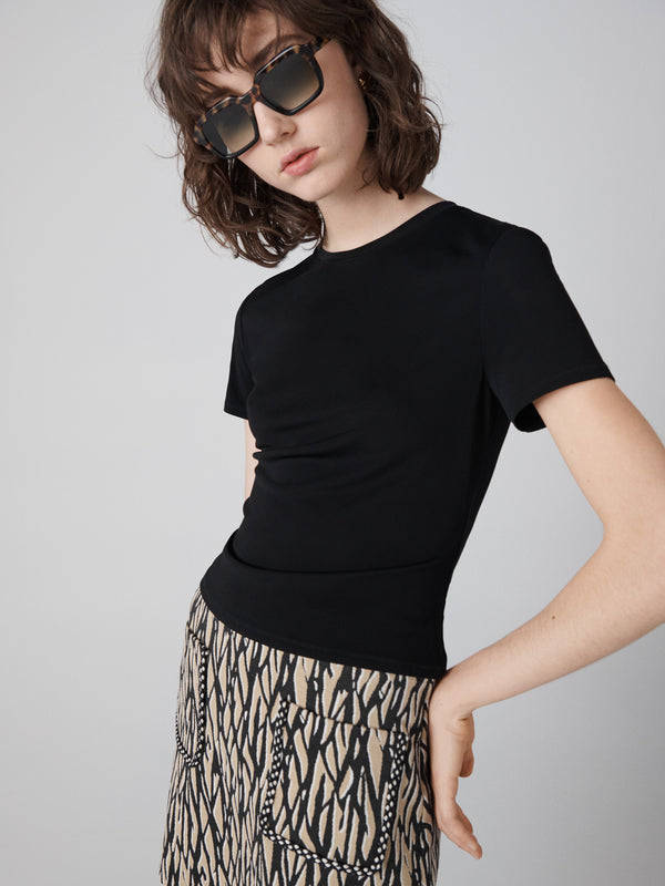 Diane Von Furstenberg Perfect Short Sleeve Top T033BBLACKMTJY