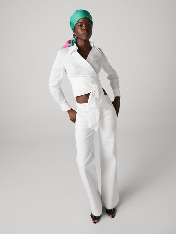 Diane Von Furstenberg Perfect Wrap Top B014BWHITESCNP