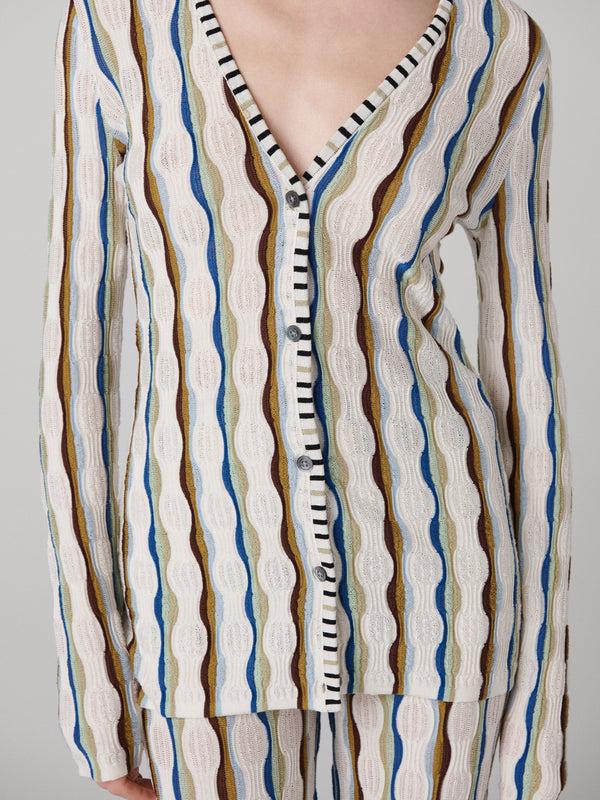 Diane Von Furstenberg Sailor Silk Knit Cardigan K018ASGMULSICN