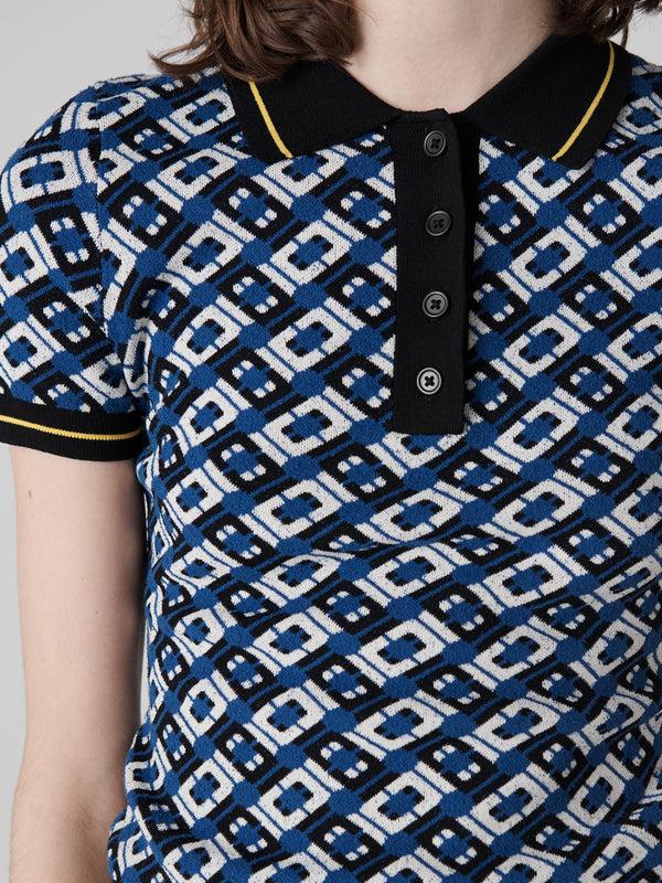 Diane Von Furstenberg Serena Knit Jacquard Top T963ACLKJQCLJQ