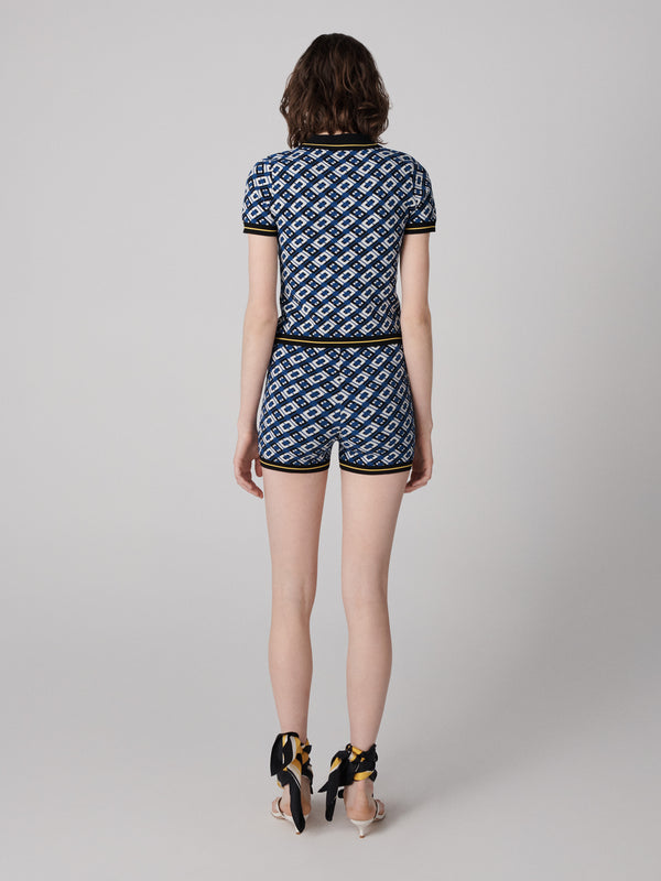 Diane Von Furstenberg Serena Knit Jacquard Top T963ACLKJQCLJQ