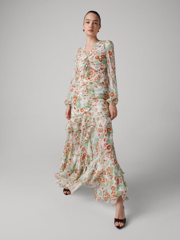 Diane Von Furstenberg Thea Silk Chiffon Skirt S034AMBSMILSCH