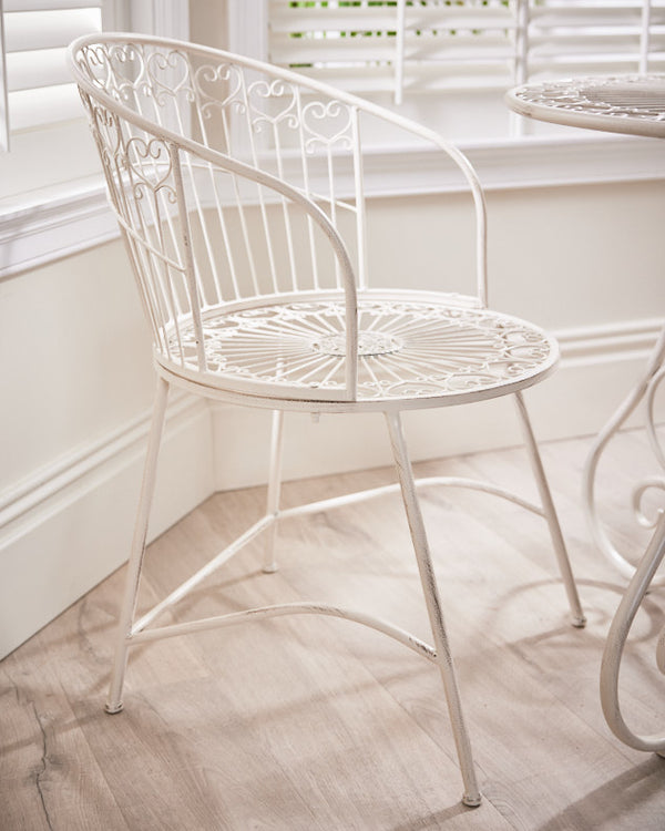 Dibor 4 Seater Cream Heart Scrolled Indoor Dining Set