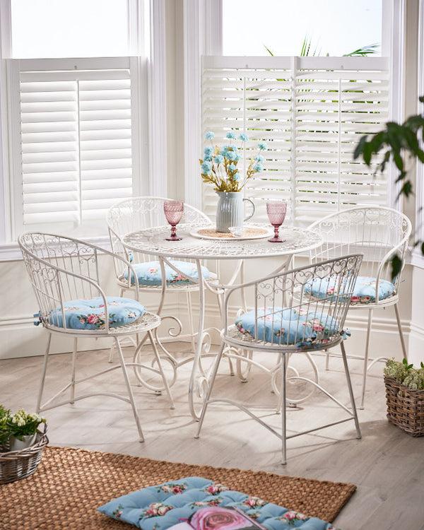 dibor 4 Seater Cream Heart Scrolled Indoor Dining Set