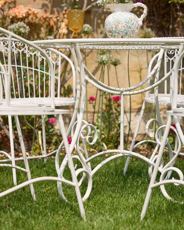 Dibor 4 Seater Cream Heart Scrolled Outdoor Dining Set