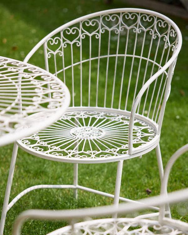Dibor 4 Seater Cream Heart Scrolled Outdoor Dining Set
