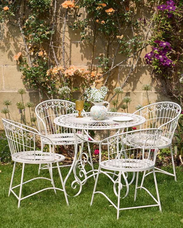 dibor 4 Seater Cream Heart Scrolled Outdoor Dining Set