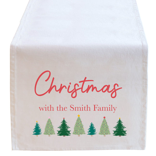 Dibor Christmas Trees Personalised Family Table Runner