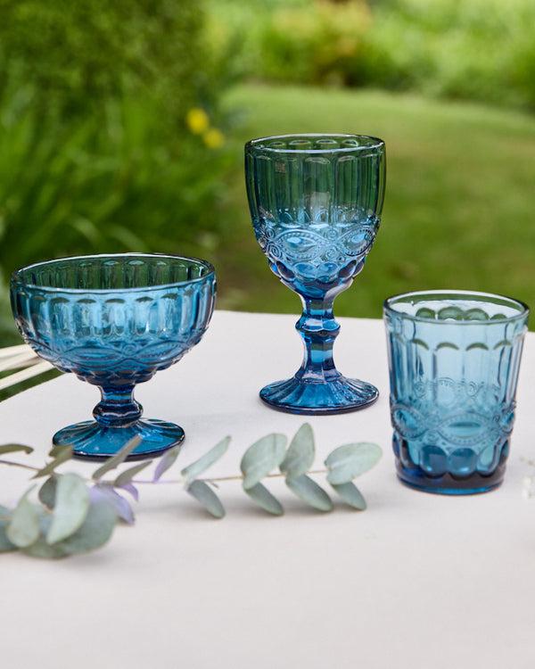 dibor 12 Pc Aurielle Blue Glassware Set