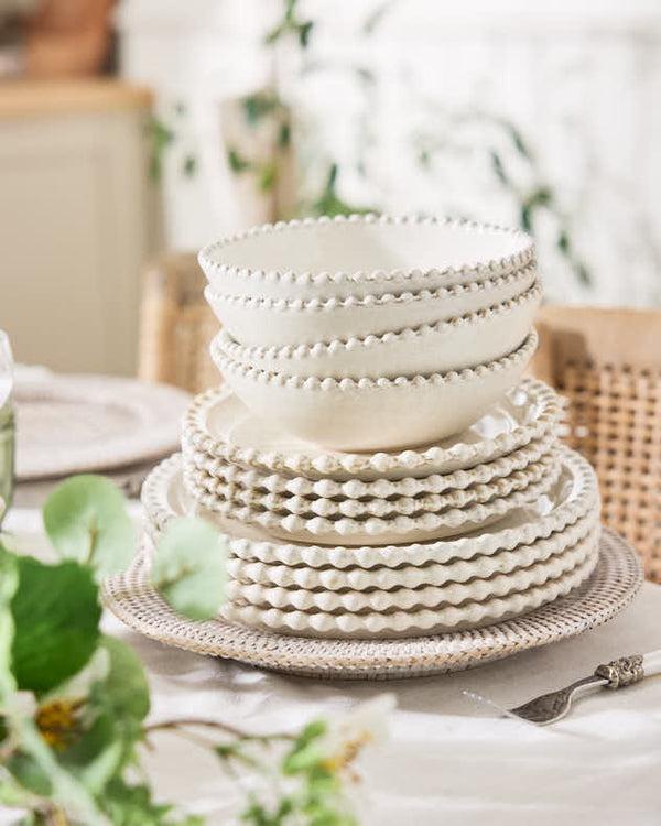 dibor 12 Piece Beaded Pearl Ceramic Dinnerware Set