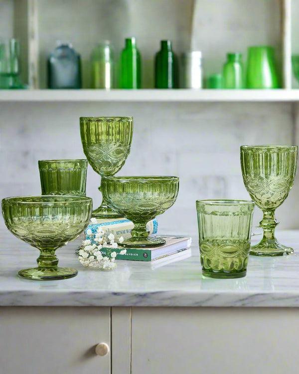 dibor 12 Piece Palazzo Green Glass Set
