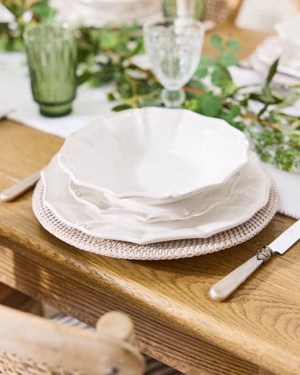 Dibor 18 Piece White Baroque Style Dinnerware Set