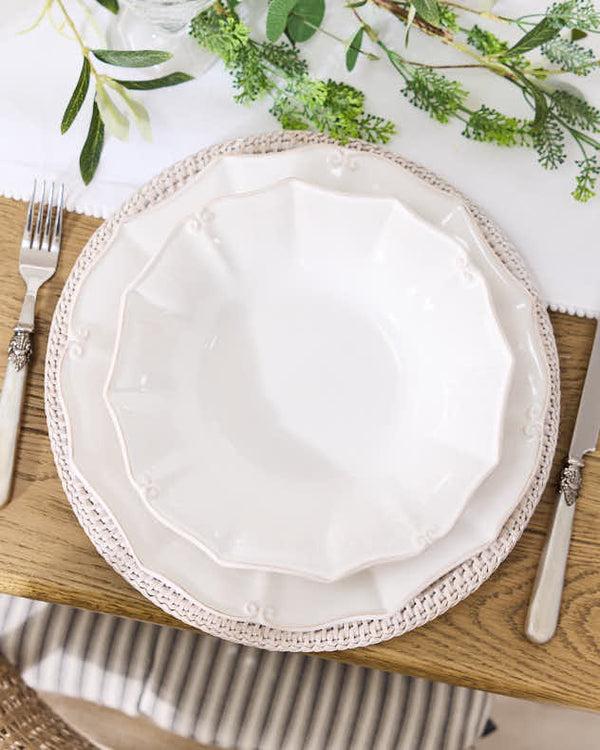 Dibor 18 Piece White Baroque Style Dinnerware Set