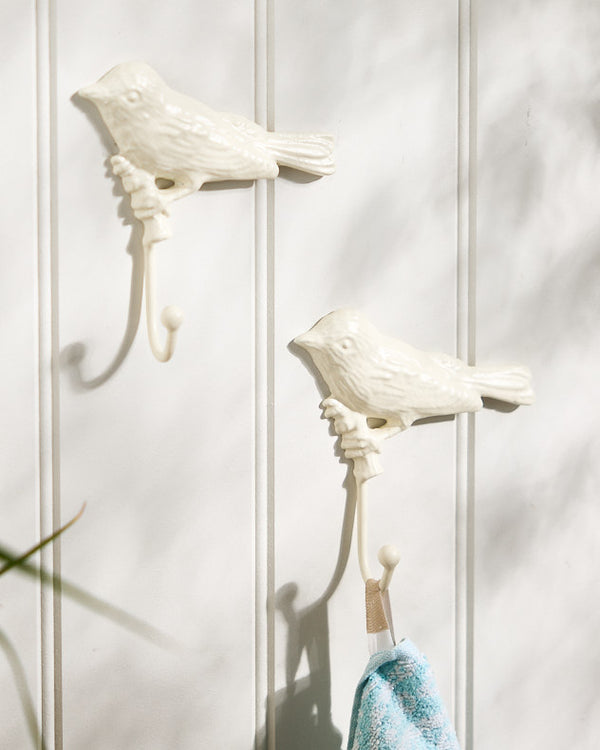 dibor 2 Ivory Bird Wall Hooks