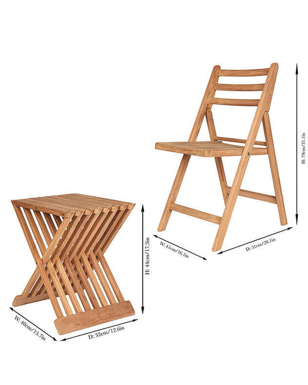 Dibor 3 Piece Wooden Garden Bistro Set