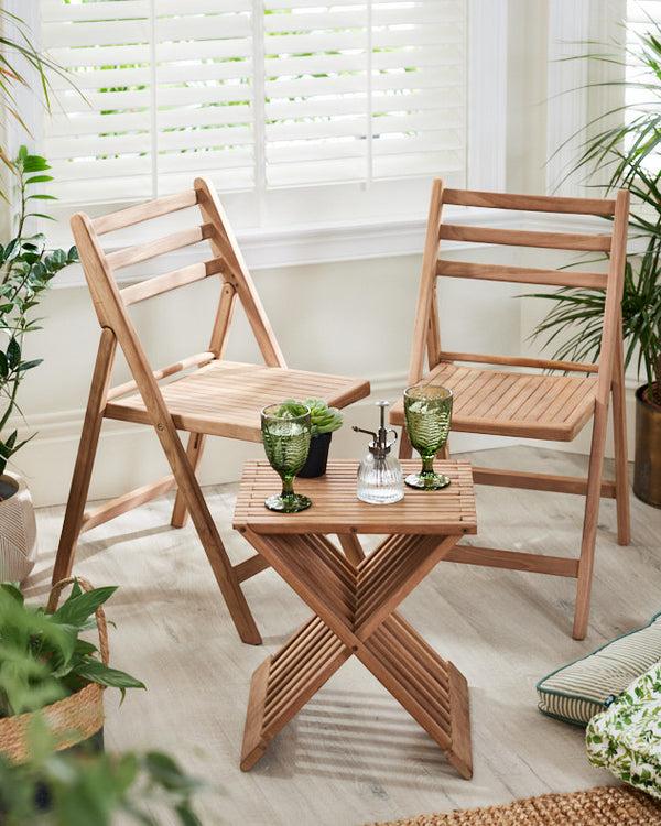 dibor 3 Piece Wooden Garden Bistro Set