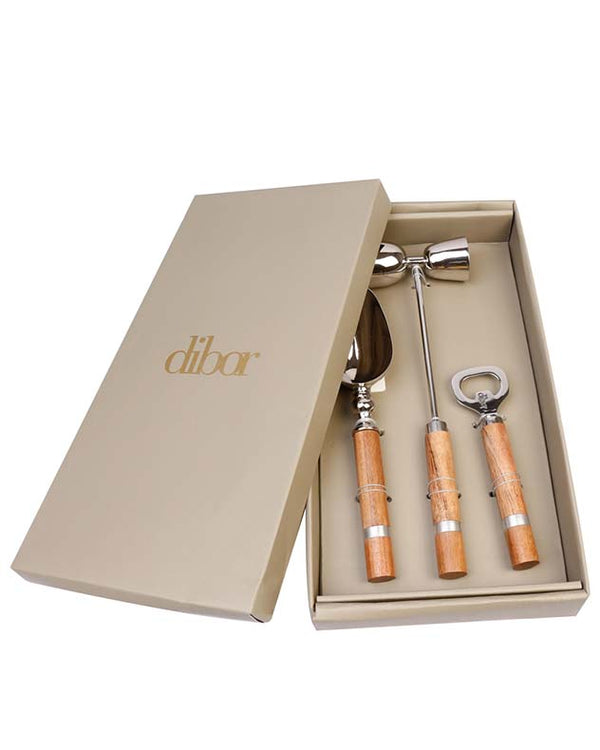 Dibor Acacia Wooden Barware Gift Set