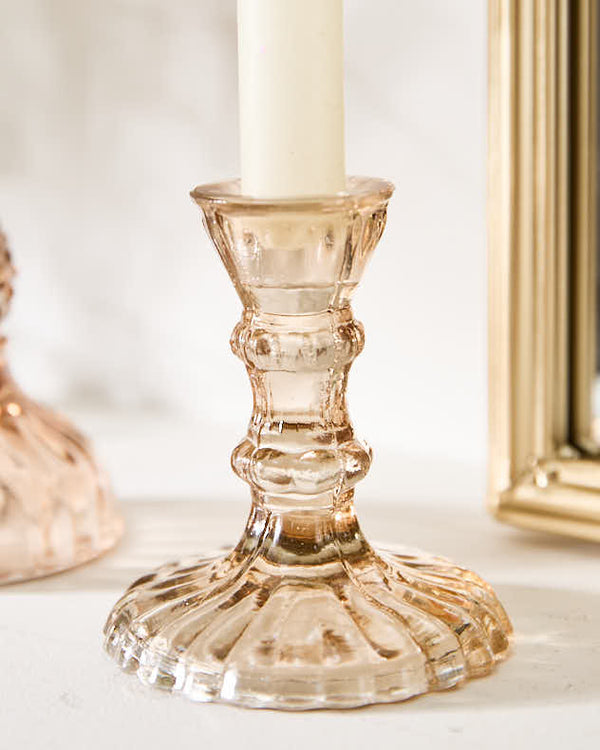 Dibor Amber Glass Candlestick