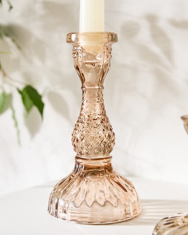 Dibor Amber Glass Candlestick