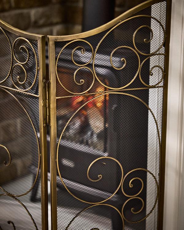 Dibor Antique Brass Fire Guard