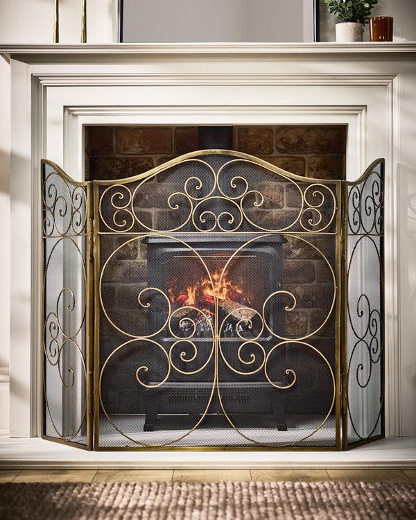 Dibor Antique Brass Fire Guard