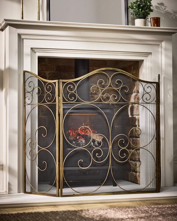 dibor Antique Brass Fire Guard