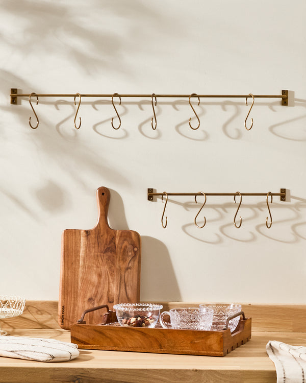 Dibor Antique Brass Rail With Hooks