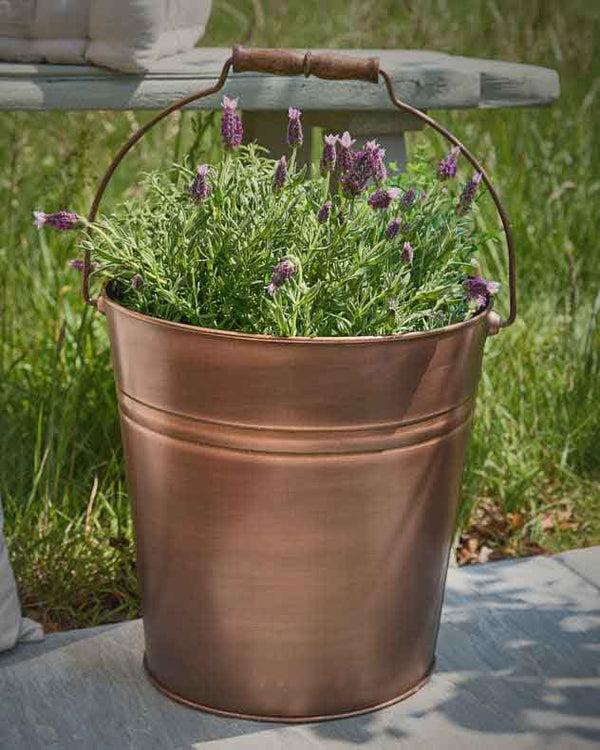 dibor Antique Copper Bucket Planter