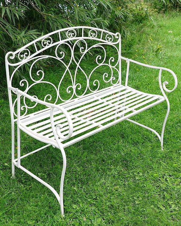 Dibor Antique Cream Scrolled Garden Bench