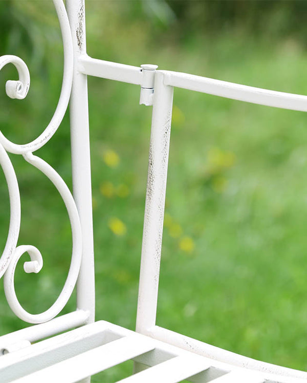 Dibor Antique Cream Scrolled Garden Bench