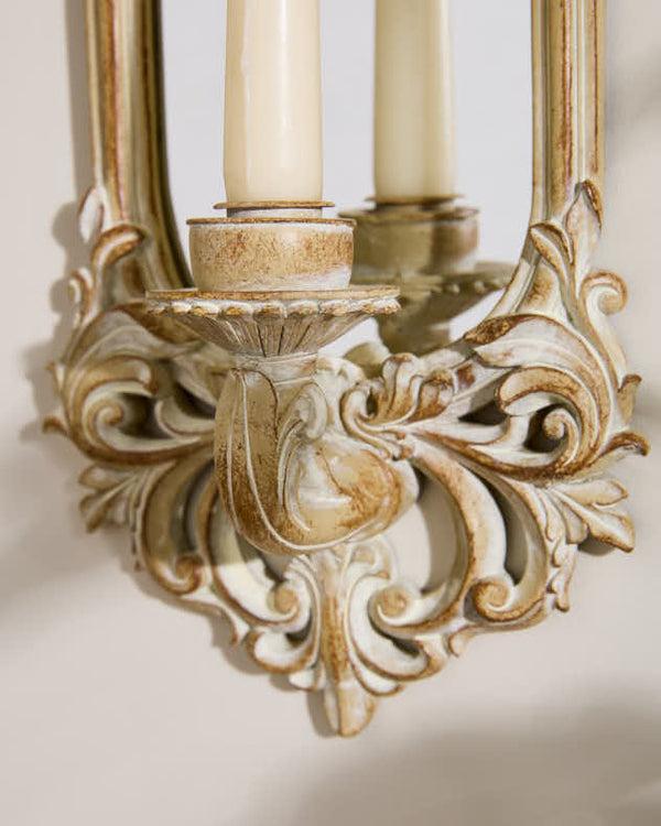 Dibor Antique Style Wall Mirror With Sconce