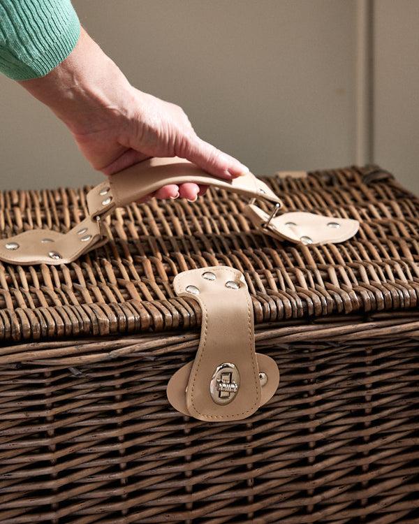 Dibor Antique Wash Wicker Chest Hamper