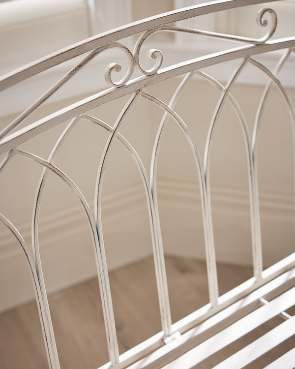 Dibor Arched Cream Iron Indoor Bench