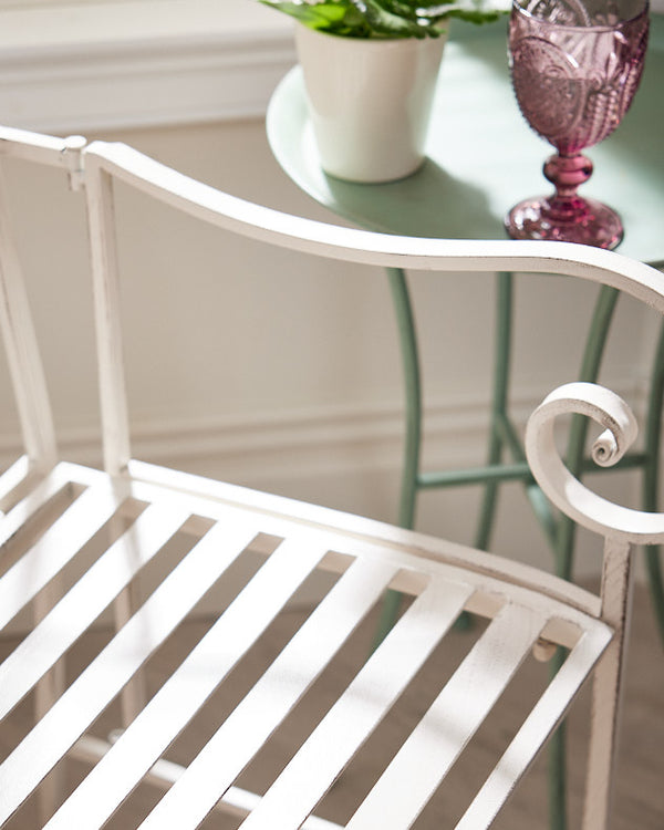 Dibor Arched Cream Iron Indoor Bench