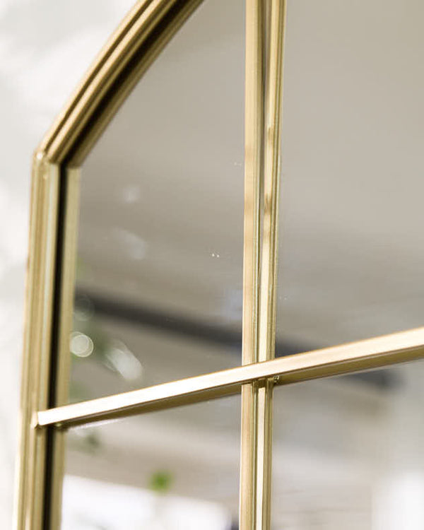 Dibor Arched Gold Indoor Window Mirror