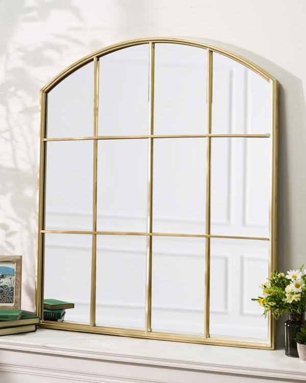 dibor Arched Gold Indoor Window Mirror