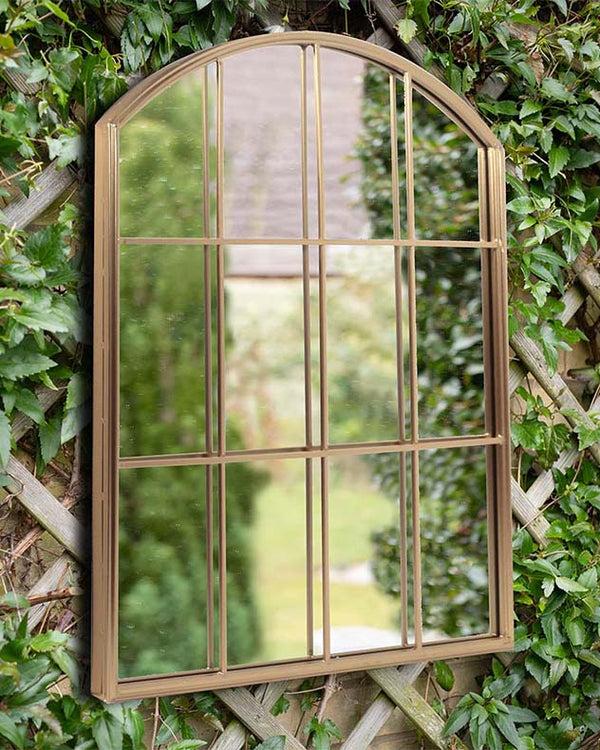 dibor Arched Gold Outdoor Window Mirror
