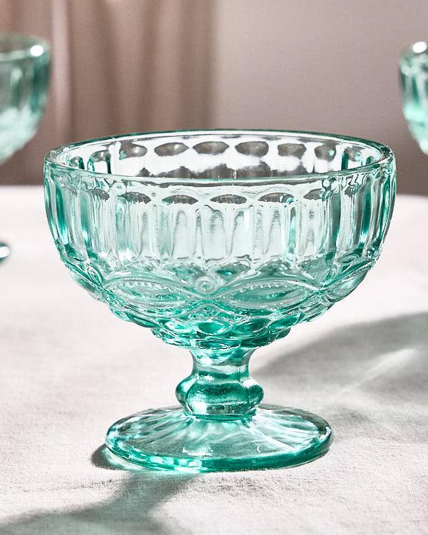 dibor Aurielle Turquoise Glass Dessert Bowl