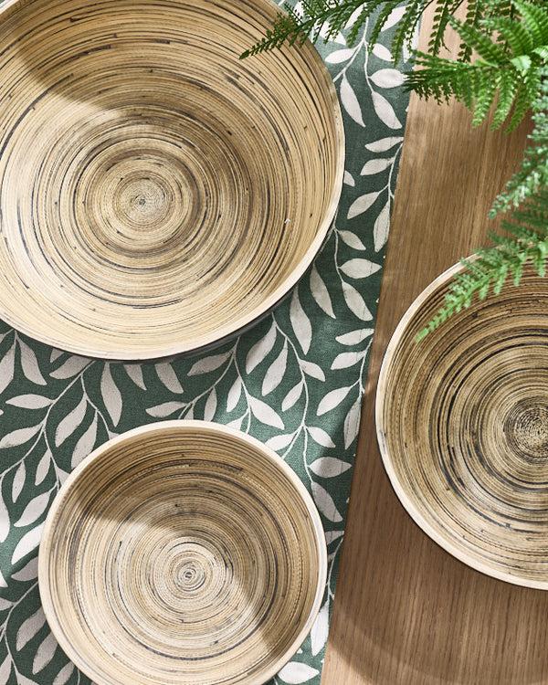 Dibor Bansa Black Set Of 3 Bamboo Bowls