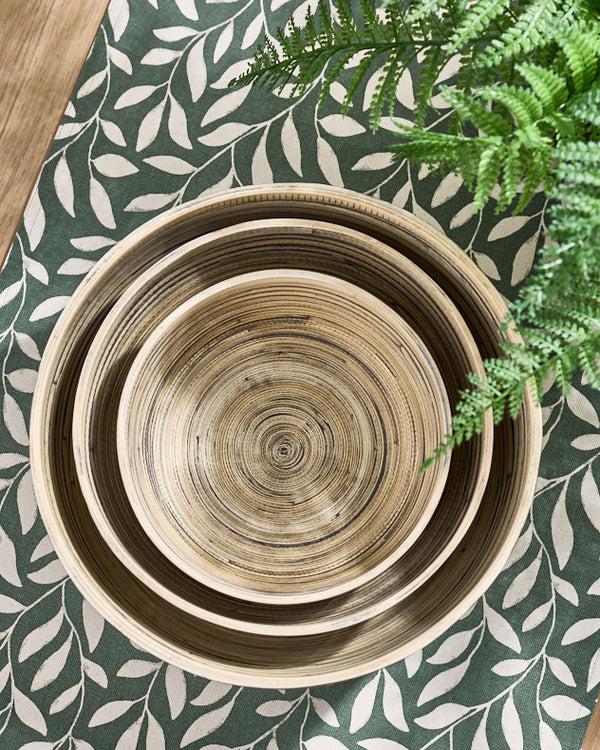 Dibor Bansa Black Set Of 3 Bamboo Bowls