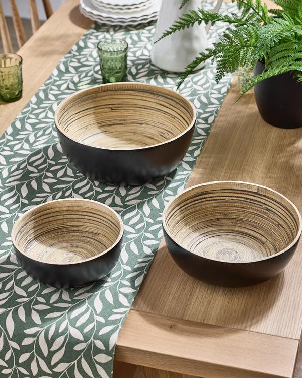 dibor Bansa Black Set of 3 Bamboo Bowls